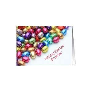  brother Happy easter   colored chocolate candy eggs Card 