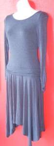 BCBG blue stretch knit dress w. hi low hem $198 NEW S  
