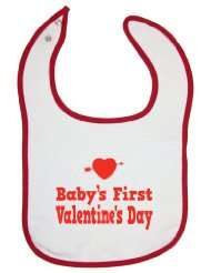 So Relative Red Piping Terry Cloth Baby Bib   Babys First Valentine 