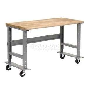   Ash Mobile Work Bench Adjustable Height   1 3/4 Top