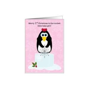  Babys First Christmas Girl Penguin on an Ice Cube Card 