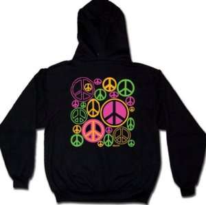 Hippy Peace Signs Neon Smoker Chill Sweatshirt Hoodie  