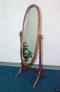 3488O~NEW Oak oval wood Swivel Floor Cheval Mirror  