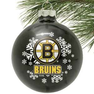    Boston Bruins Black Snowflake Glass Ornament