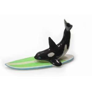 WHALE Orca Killer Whale Surfer on Surfboard w/tail up MINIATURE New 