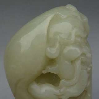 Old Chinese Hetian Jade Carved God Of Longevity Statue  