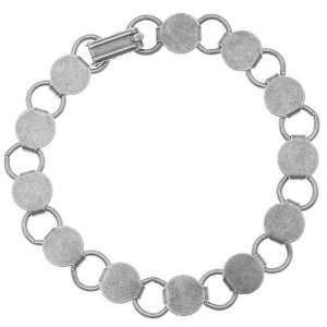 Antiqued Steel Ring & 9.5mm Circle Connector Bracelet 7.5 