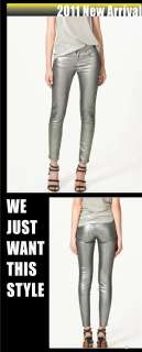 New Metallics Silve Sexy cotton Slim Skinny Pencil Jeans Pants 