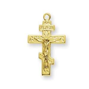  Small Greek Crucifix w/18 Chain   Boxed 14k Gold Over St 