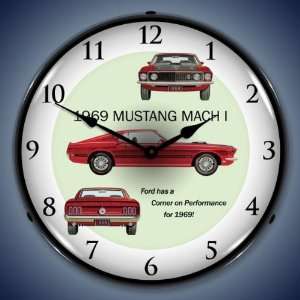  1969 Ford Mustang Advertising Lighted Clock