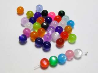 100 Mixed Colour Acrylic Cats eye Round Beads 10mm  