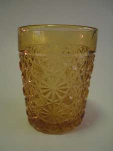 Antique EAPG Daisy And Button Pale Amber Pattern Glass Tumbler, Cut 