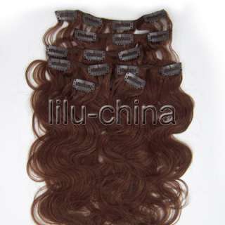 20inch 7pcs Clip on Body/Wave Human Hair Extensions in 7 Colors ,70g 