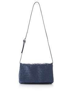 Christopher Kon Woven Leather Flap Top Bag, Navy Blue  