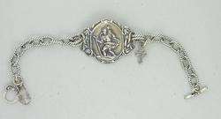 Religious ANTIQUE Silver ST CHRISTOPHER Bracelet CROSS  