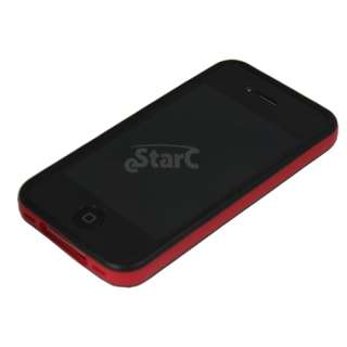 Red & Black Hard Bumper Case W/ Chrome Buttons For Apple iPhone 4 S 4S 
