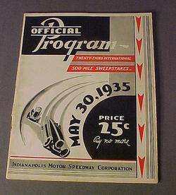 ORIGINAL VINTAGE INDY 500 PROGRAM 1935 *AUTO RACING* AUTOMOBILIA 