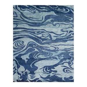  Azure Clouds Denim Hand Knotted Wool Rug
