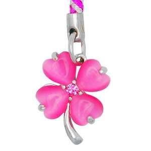    Cellphone Mobile Charm Strap, Clovers, Pink 