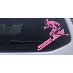  Skier Sports Car Window Wall Laptop Decal Sticker    Pink 