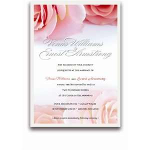   65 Rectangular Wedding Invitations   Pink Rose Twins