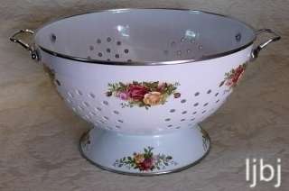 ROYAL ALBERT OLD COUNTRY ROSES ENAMEL COLANDER FOOTED  