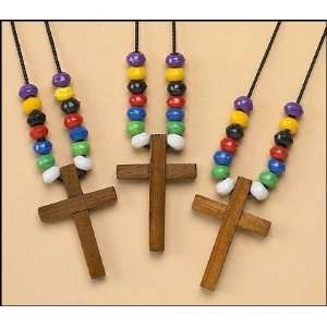 Colors of Faith Cross Medal Pendant Necklace w/ Various Colored Beads 