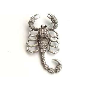  Antique Silver Finished Sinewy Scorpion Pin Brooch 
