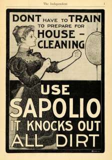1900 Ad Victorian Housekeeper Boxing Sapolio Soap Clean  