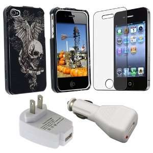  Skull Wing Snap on Case + USB Travel Wall, DC Car Charger 