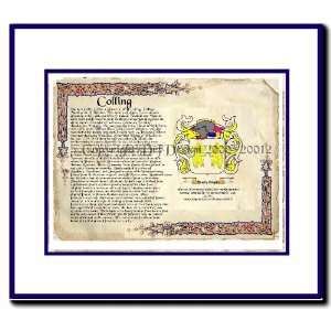  Colling Coat of Arms/ Family History Wood Framed