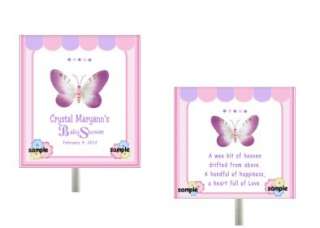 40 Baby Shower Lollipop Favors   Personalized   Elegant Butterfly 