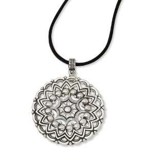    Silver tone Sunbrust Pendant 16in Necklace/Mixed Metal Jewelry