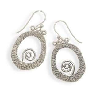 Sterling Silver Oxidized Oval and Swirl Earrings Jewelry