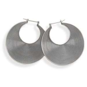  Sterling Silver Oxidized Lined Hoop Earrings Jewelry