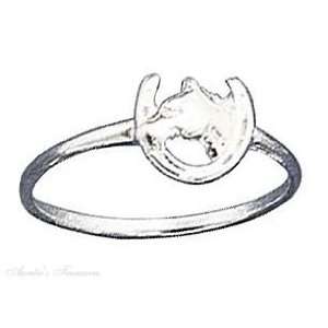  Sterling Silver Horseshoe Horse Ring Size 6 Jewelry