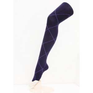    Purple Dotted Diamond Outlines Cotton Tights 