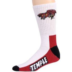    Temple Owls Tri Color Team Logo Crew Socks