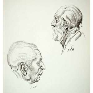  1968 Print Thomas Hart Benton Old Man Elderly Senece 