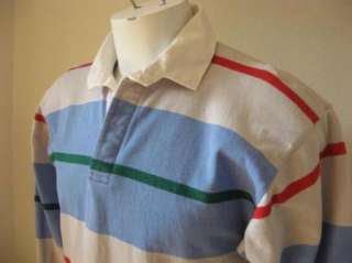 Vintage Mens THICK 100% Cotton LANDS END Authentic Long Sleeve Rugby 