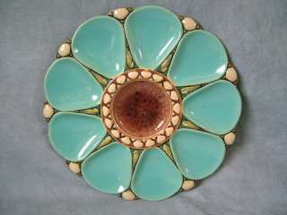 Minton Majolica 9 well turquoise oyster plate  
