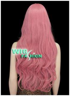 New Fashion Long Curly Milkshake Pink Hair Wig  