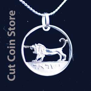 Israel Shekel Lion Judah CutCoin Jewelry Israelite Hebrew Pendant 