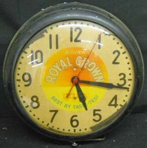 Original 1950s RC Cola Royal Crown Advertising Clock 15 Works 