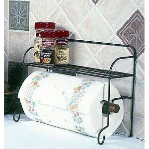  Wire Black Paper Towel Holder Rack with Shelf 10 H