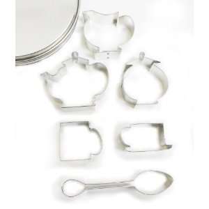  Tinplated 6 pc. Tea Party Cookie Cutter Set Kitchen 