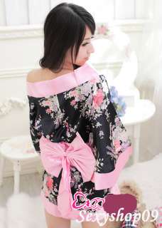 Sexy Japanese Sakura Kimono Dress +Ribbon Belt+g string  