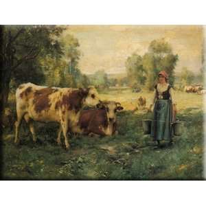 Milk Maid with Cows and Sheep 16x12 Streched Canvas Art by Dupre 