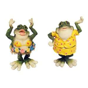 8.25H Hula Couple Wobble Frogs (set of 2) Kitchen 