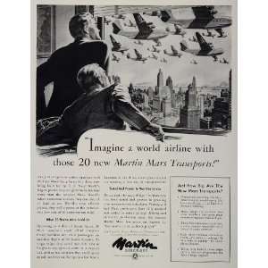 1944 Ad WWII Martin Mars Flying Boat Aircraft Walton   Original Print 